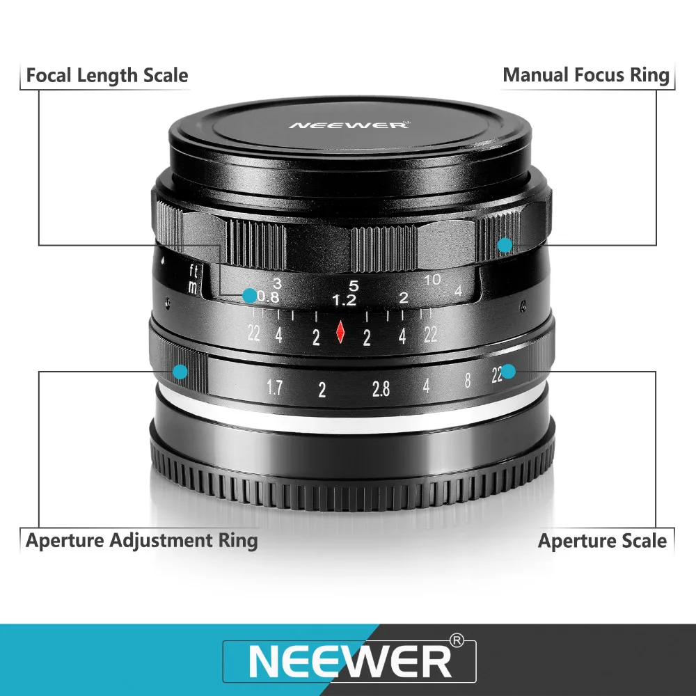 Фиксированный объектив Neewer 35 мм f/1,7 с ручным фокусом для цифровых камер OLYMPUS/PANASONIC APS-C как: E-M1/M5/M10/E-P5E-PL3/PL5 GM1/2