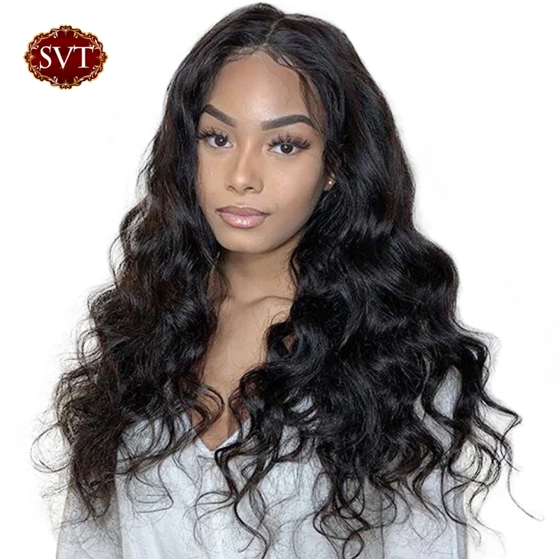 SVT человеческие волнистые волосы Remy Синтетические на кружеве парик 13X4