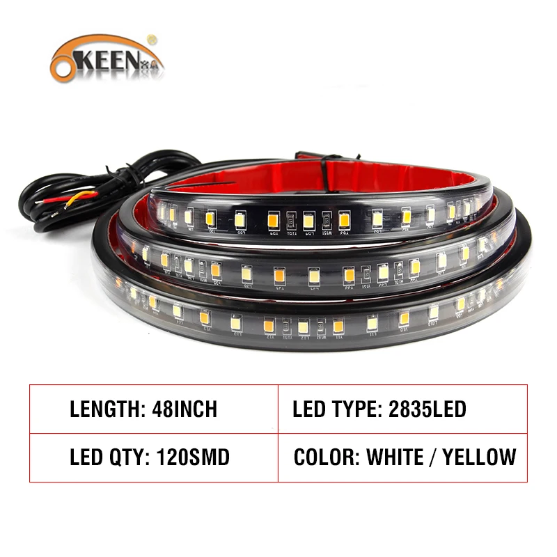 OKEEN 49 дюймов Белый Желтый Грузовик внедорожник багажника светильник 120LED 2835LED Обратный Стоп бег сигнал поворота Picukup боковая педаль светильник