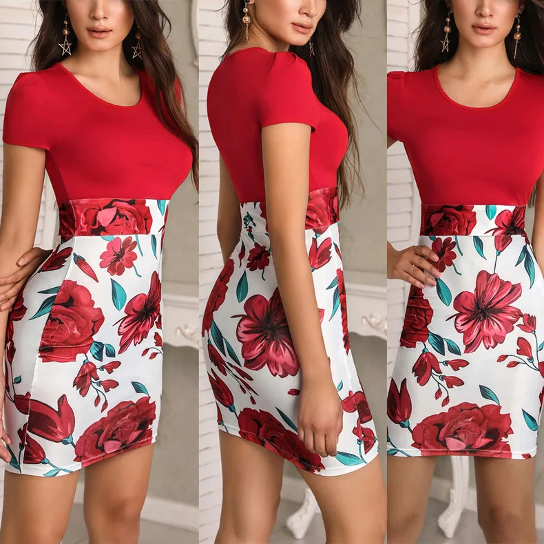 Женское платье карандаш NS9018 офисное облегающее с принтом лето 2019|Женские платья|