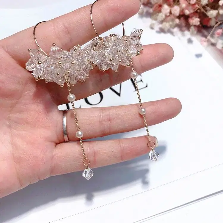 Модные серьги большие круглые прозрачные со стразами для женщин модные подвески