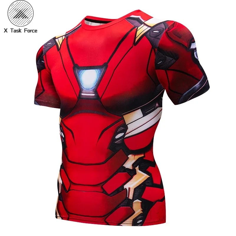 Новая летняя футболка с 3D принтом Мстителей Marvel Ironman Мужская компрессионная