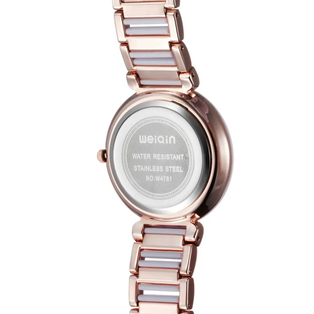 Weiqin марка розовое золото серебро белый смотреть женщины с смолы ремешок дамы