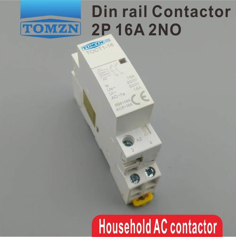 1 шт. TOCT1 2P 16A 220 В/230 В 50/60 Гц din рейка бытовой ac модульный контактор 2NO или 1NO 1NC|modular