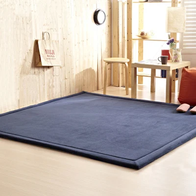 Dark Blue Утолщенный коралловый флис японский татами коврик Детский ползающий ковер Прямоугольный Коврик для гостиной нескользящий чайный стол коврики для йоги Tapete - Цвет: Dark Blue
