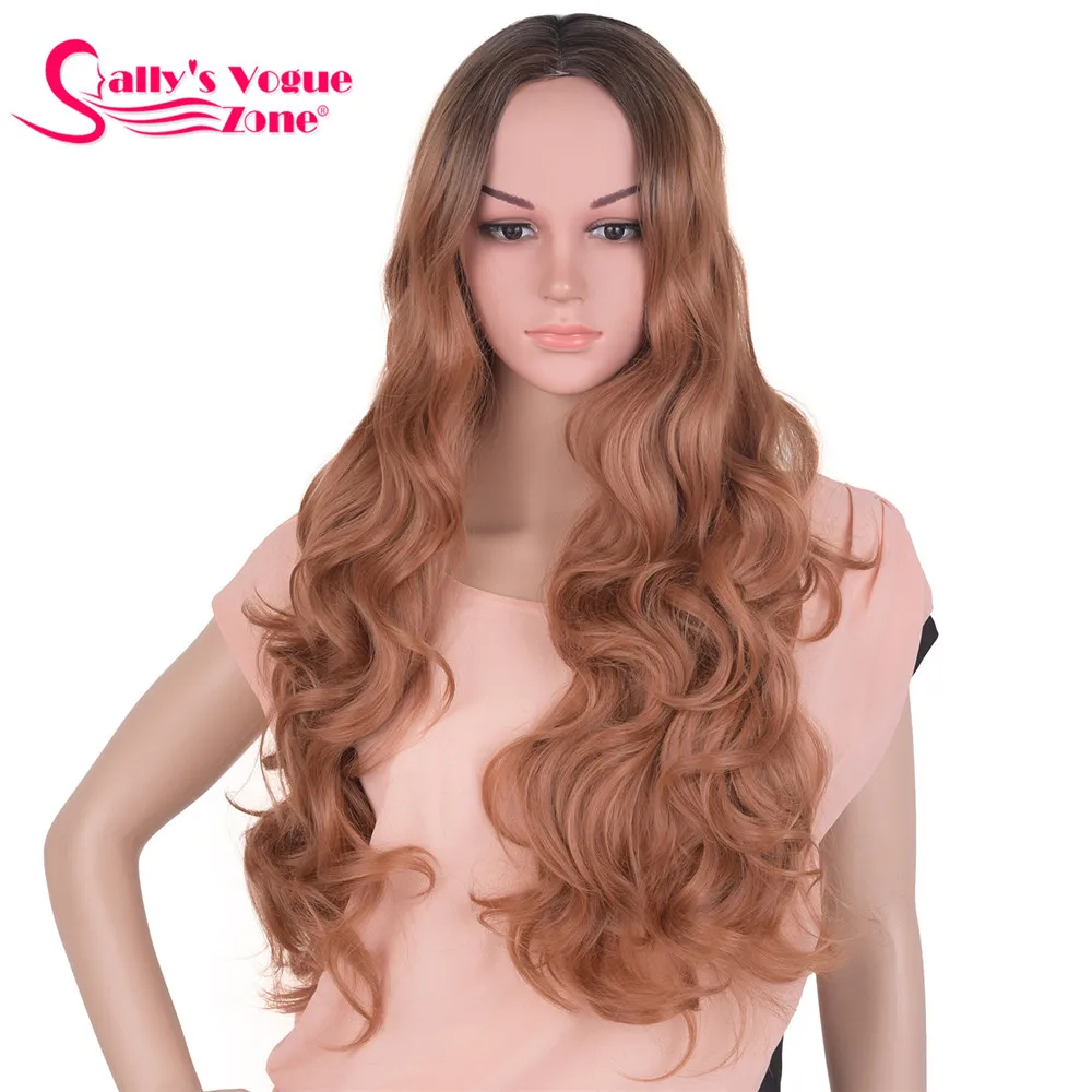 Sallyhair термостойкие 24 дюймов длинные волнистые косплей синтетические парики 280 г Омбре черный серый фиолетовый парик без кружева для женщин