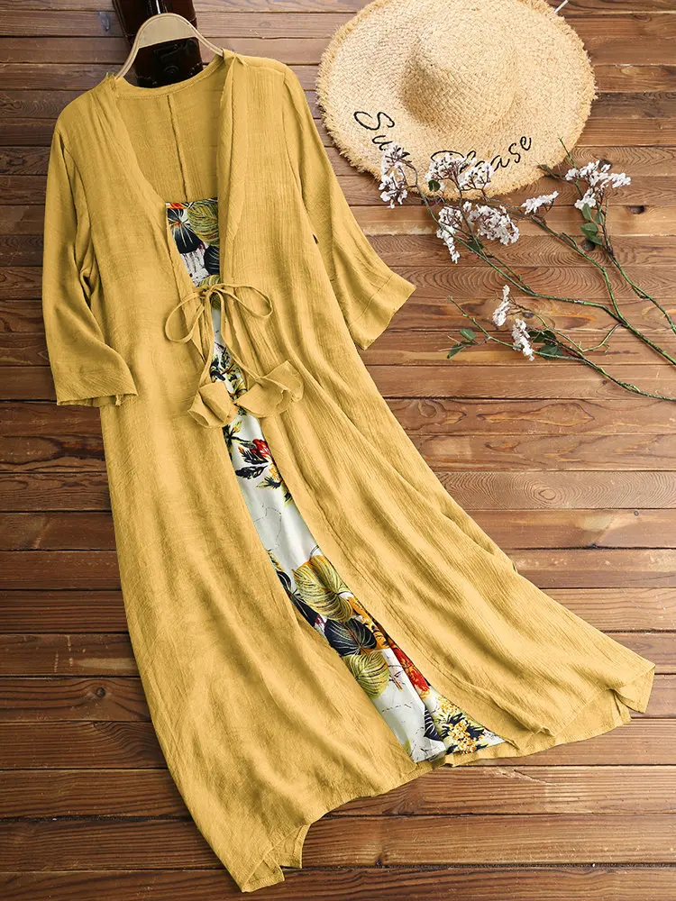 Комплект из 2 предметов Длинное Платье Макси 4xl 5xl в стиле бохо с цветочным принтом