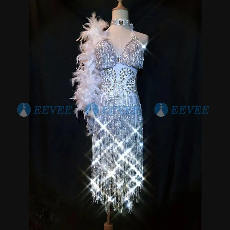Платье для латиноамериканских танцев с кисточками и стразы взрослых современное