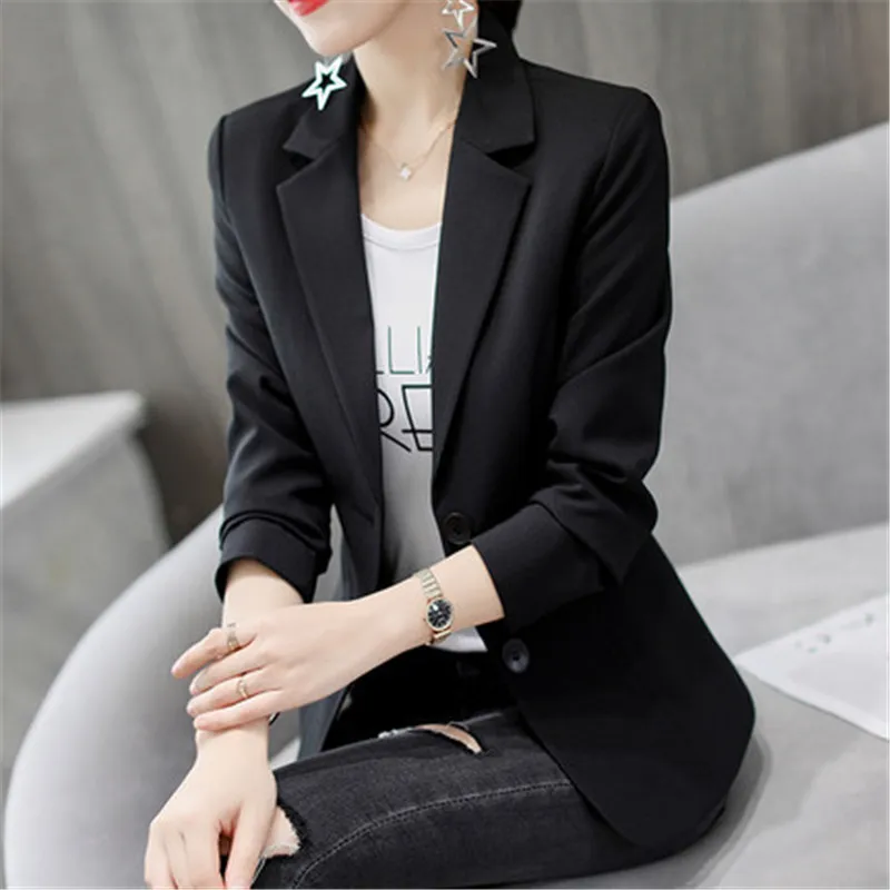 Женский деловой Блейзер черный белый Приталенный пиджак с длинным рукавом