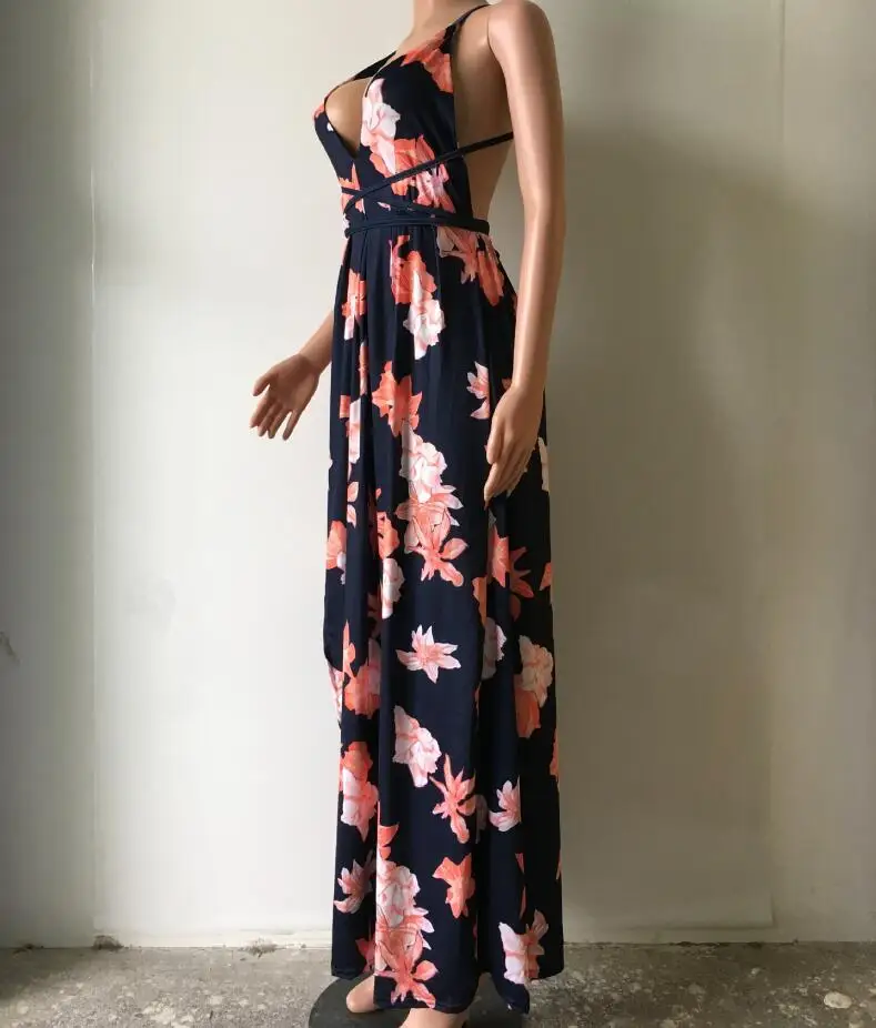 JOYINPARTY boho длинное шифоновое платье с глубоким v-образным вырезом сзади летнее