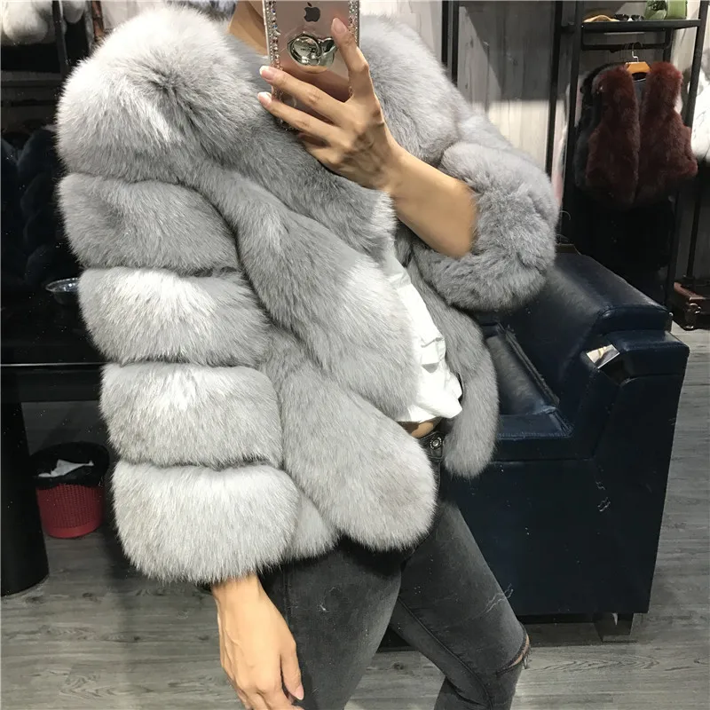 Женская куртка из натурального Лисьего меха, женская шуба из натурального Лисьего меха, зимняя верхняя одежда