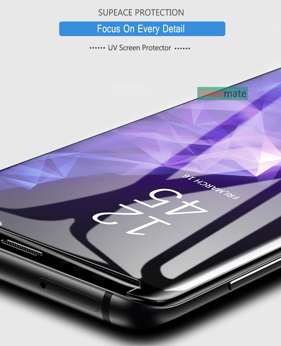 Ультрафиолетовый защитный экран для samsung Galaxy S8, S9, S10 Plus, S10e, Note 8, 9, S7, 5D Edge, закаленное стекло, защита экрана