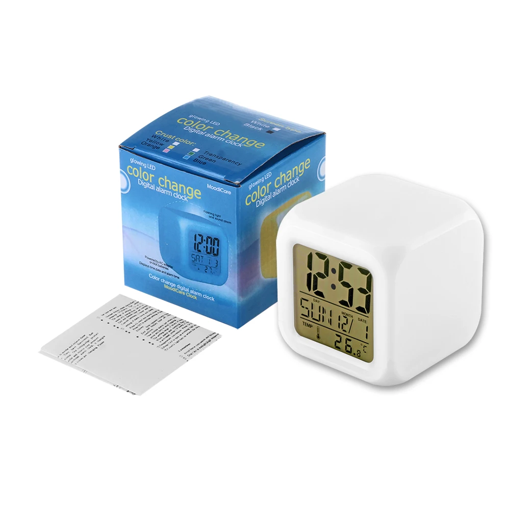 Светодиодный мини ночник с ЖК дисплеем и цифровым термометром будильником