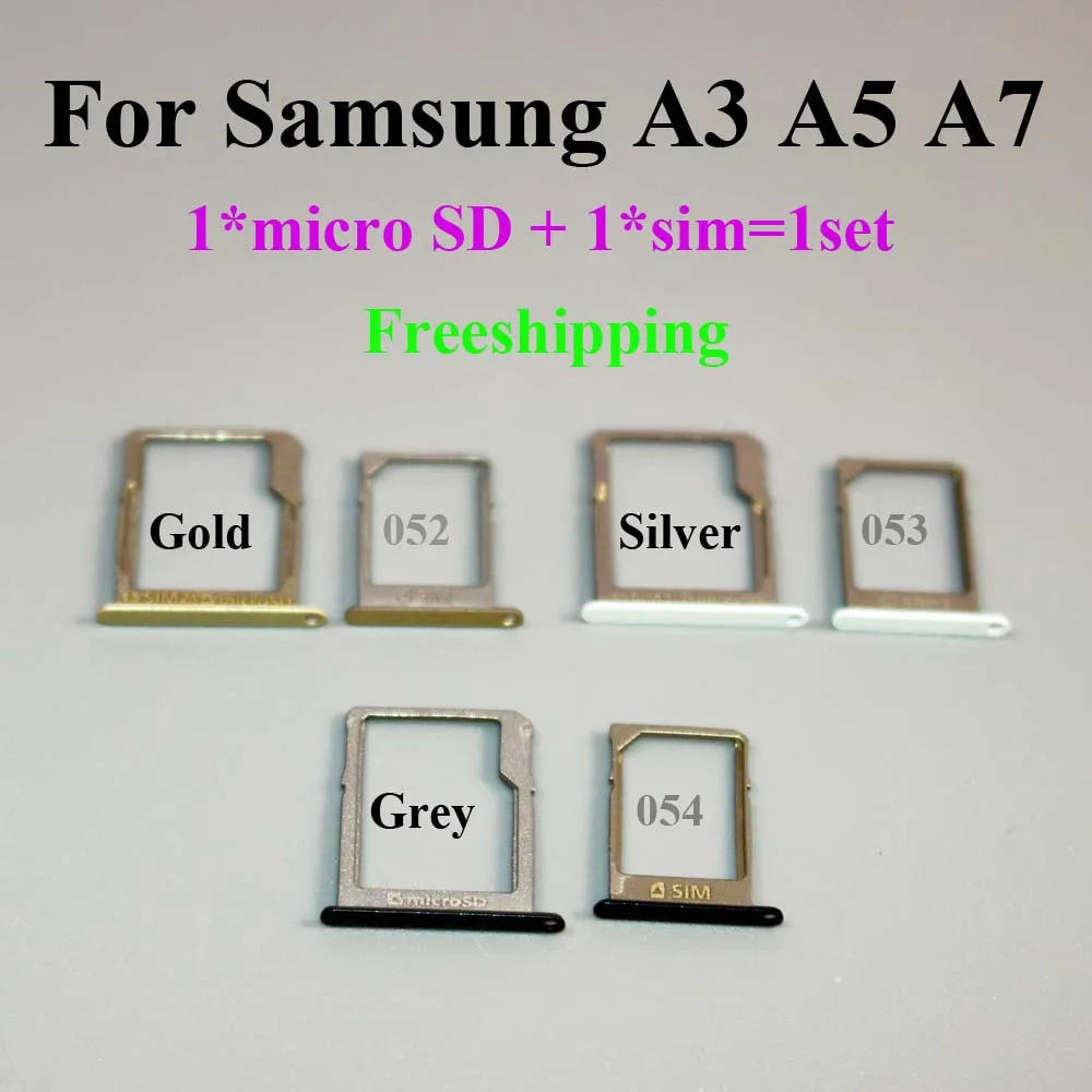 

2 pcs =1set Card Slot Tray Adapter Replacement Parts For Samsung Galaxy A3 A5 A7 2015 Sim Card Slot Holder Brand new High qualit