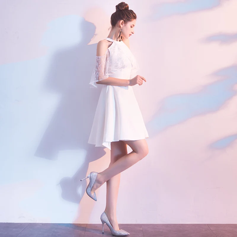 Винтажное короткое платье для выпускного вечера es vestido de festa сексуальный о-вырез белое нарядное платье длиной до колена вечерние праздничные платья для женщин