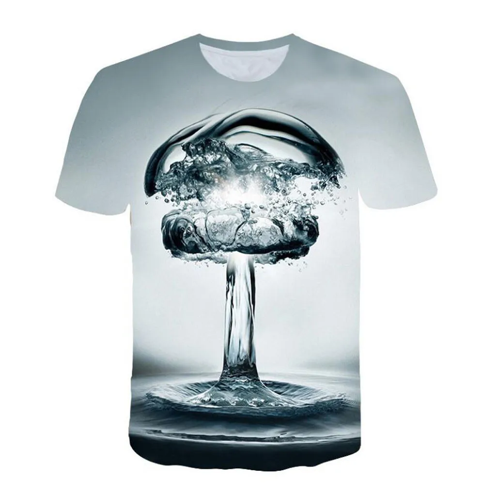Мужская Новая модная футболка с короткими рукавами и 3D принтом капель воды топ