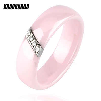 Pink 6MM Новинка, 6 мм, Кристальное керамическое кольцо, кубический цирконий, камень, черный и белый цвет, Женские Ювелирные изделия, обручальное кольцо, подарки для женщин - Цвет основного камня: Pink 6MM