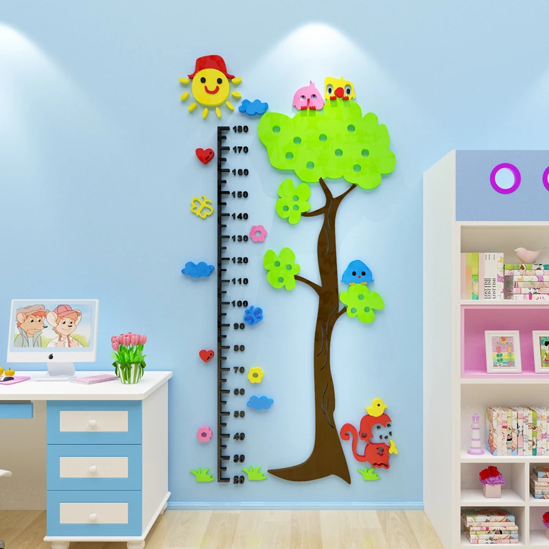 

Cartoon child baby height wall sticker Decorative children's room kindergarten 3D self-adhesive acrylic wall stickers