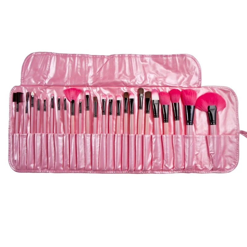24 шт. Профессиональный набор кистей для макияжа Розовый инструмент + розовый