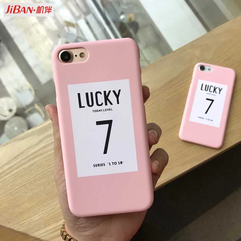 JIBAN Pink lucky letter Phone Case for iphone 7 6S 8plus Back Cover frosted protective sleeve Apple X 5S phone shell | Мобильные