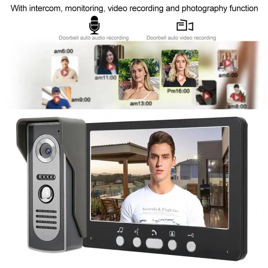 Черный 7 дюймов TFT экран высокой четкости камеры мониторы видеодомофон дверной