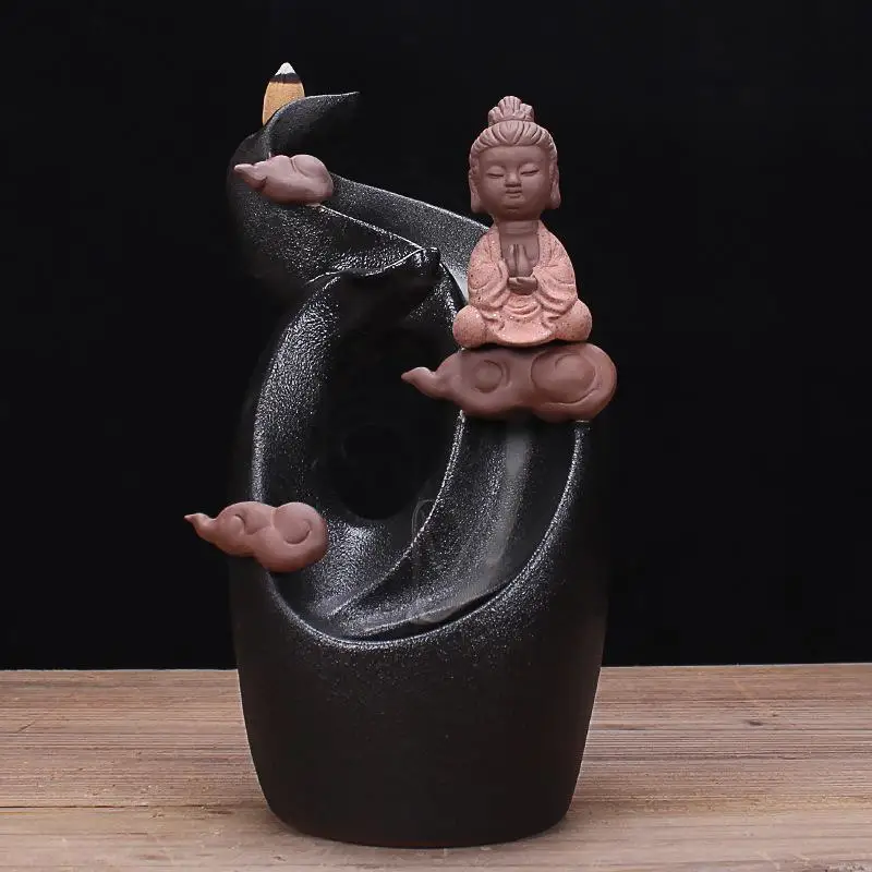 

Creativity Buddha Handicraft Incense Holder Ceramic Backflow Waterfall Smoke Incense Burner Censer Zen Buddhism Home Decor 2019