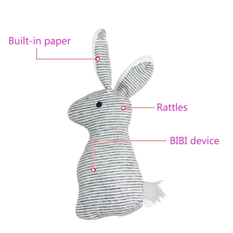 

Baby Toys 20*8cm Rattles Mobiles Cute Rabbit Hand Grab Stick Bb Stick Ring Baby Plush Toys Suit For 0-1 Year