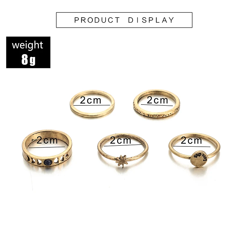 Docona Factory Price New Arrival Gold Color Round Star Hollow Shape Design Finger Rings For Women Ladies Jewelry Gift 3778 | Украшения и