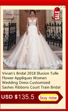 Vivian's bridal Новое Женское свадебное платье с кружевной аппликацией милое Элегантное свадебное платье из сетчатой ткани с вырезом на спине и пуговицами