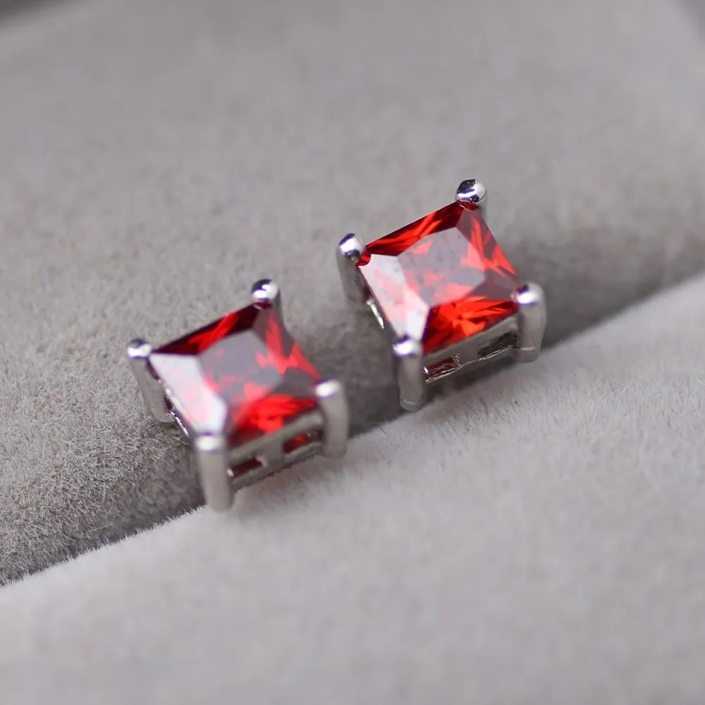 Новые женские сережки с серебряным покрытием медный циркон гламурные гранатовые