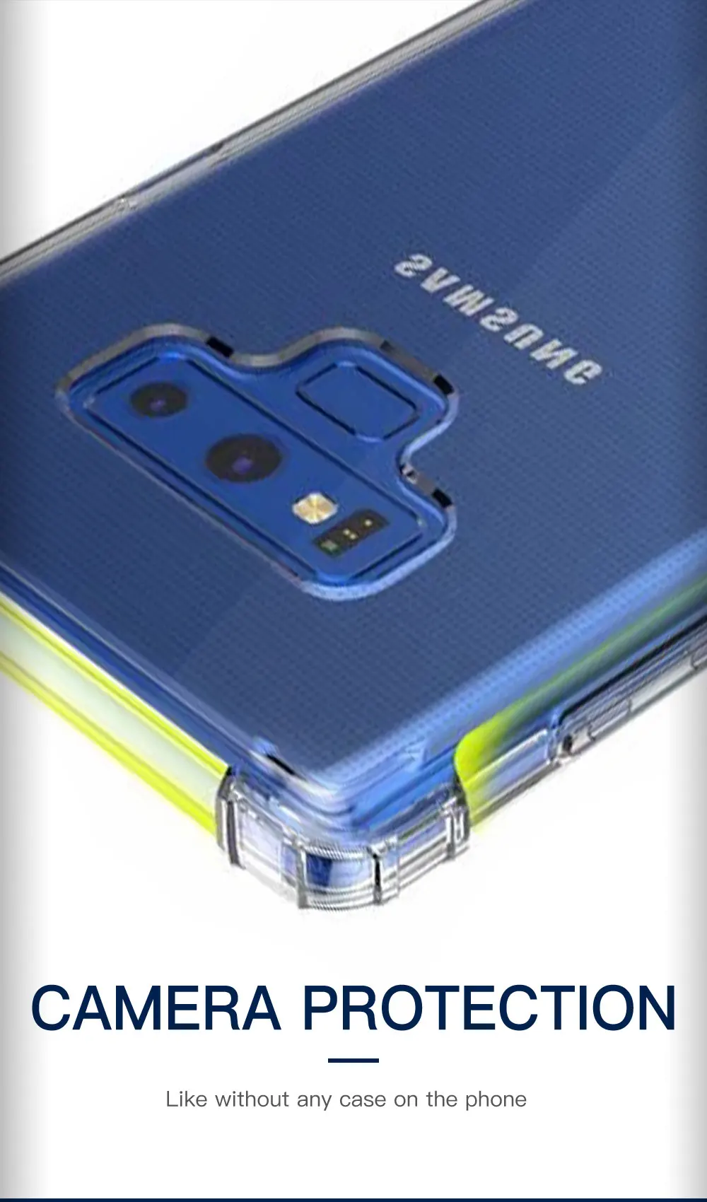 Противоударный чехол для телефона samsung Galaxy Note 5, 9, 8, S9, S8, S10 Plus, S10E, мягкий прозрачный чехол из ТПУ для samsung A6, A8, A7