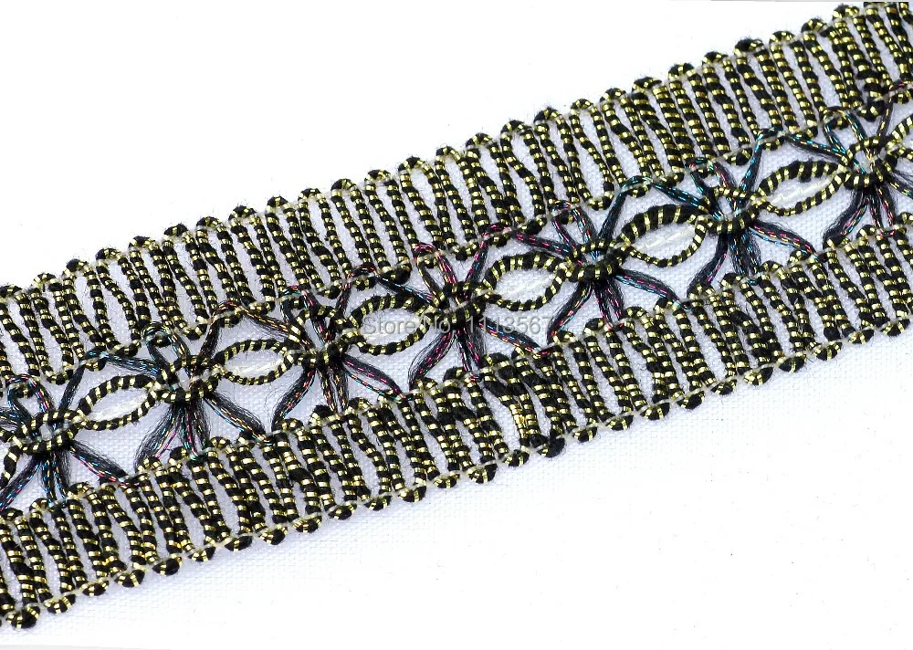 20 ярдов ремесла плетеная Золотая черная отделка кружевная Лента декорированная