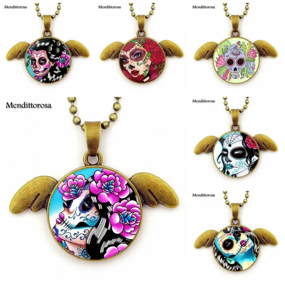 EJ Glaze Bronze Angel Wings Necklace Pendant Jewelry For Men Women Gift Miss Sugar Skull With Love | Украшения и аксессуары