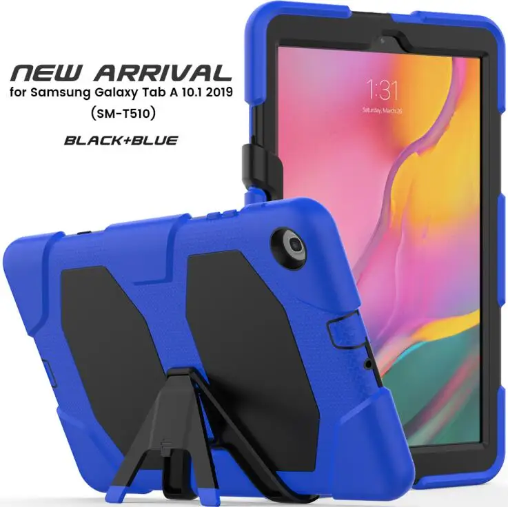 Синий Ударопрочный сверхмощный чехол с подставкой для Samsung Galaxy Tab A SM-T510 SM-T515 T510 T515 чехол для планшета Funda shell - Цвет: Синий