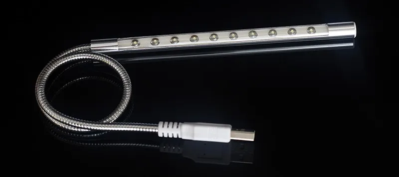 Мини 10 светодиодный s USB светодиодный ночник гибкий металлический стержень лампа для чтения книг светильник портативный Настольный светильник для ноутбука PC power Bank светильник