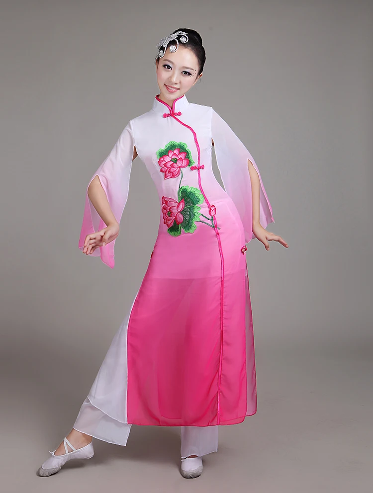 Женские китайские народные танцевальные костюмы 6 цветов с блестками и вышивкой