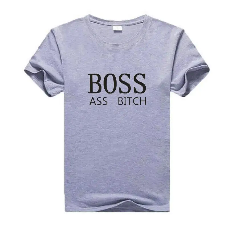 BOSS ASS BITCH Harajuku Funny T Shirt Tops 2019 Summer New Casual Short Sleeve Cotton Tees Femme Plus Size Hipster Women Tshirt | Женская