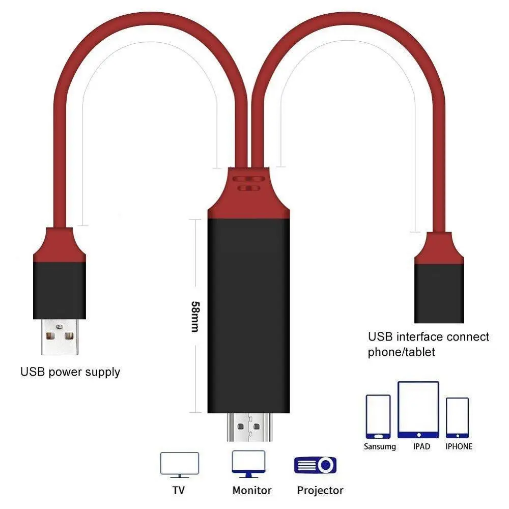 USB-C 3,1 type C к HDMI ТВ HD ТВ кабель HD 1080P DMI конвертер адаптер Кабели USB кабель для iPhone HD ТВ цифровой AV