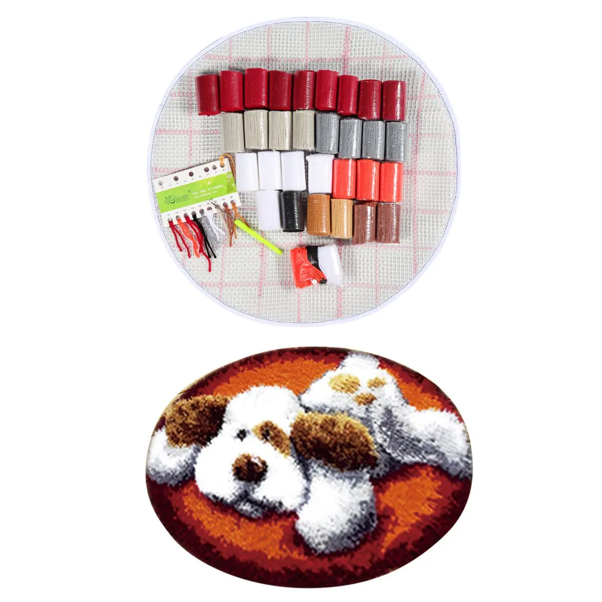 Santa Claus Dog Needlework Latch Hook Rug Kit Unfinished Crocheting Rug Embroidery Carpet Handmade Floor Mat Carpets Living Room