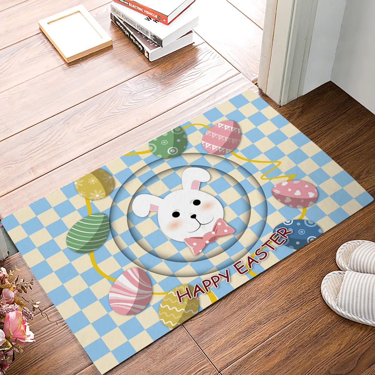 Happy Easter Eggs Pattern Doormats For Entrance Way Dirt Debris Mud Trapper Boot Shoes Scraper Accessory Sets Floor Carpets | Дом и сад