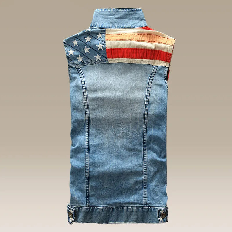 New 2015 Spring and Summer men's denim vest casual Slim lapel striped mens sleeveless jean jacket | Тематическая одежда и