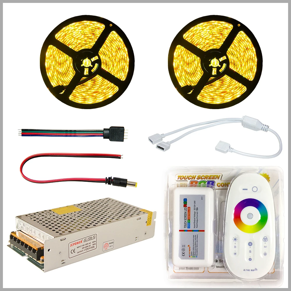 Набор светодиодных лент DC12V SMD 5050 RGB RGBW диодный Водонепроницаемый светодиодный Скотч+ пульт дистанционного управления+ блок питания гибкий светильник 20 м 5 м