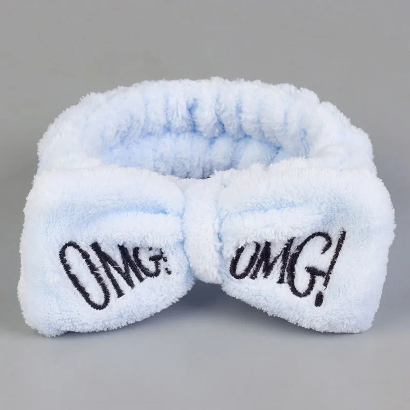 Light Blue Женский макияж из кораллового флиса OMG повязка на голову мытье лица Мягкий держатель для волос эластичный Топ узел повязки для волос девушка аксессуары для волос - Цвет: Light Blue