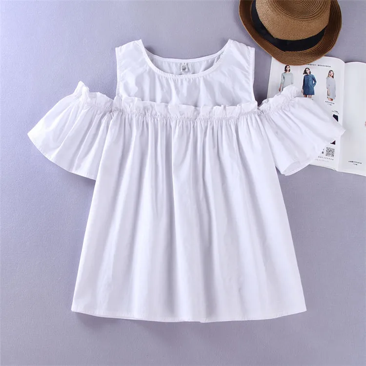 Женская летняя рубашка с оборками Alpha пуловеры открытыми плечами и рукавами