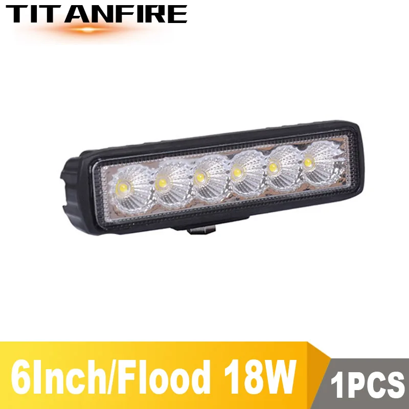 1Pcs Flood DS 6 дюймов светодиодный точечный/прожектор рабочий светильник 9-36 в автомобильный 18 Вт Светодиодный светильник s для внедорожника автомобиля грузовика 6500K - Цвет: 1Pcs Flood