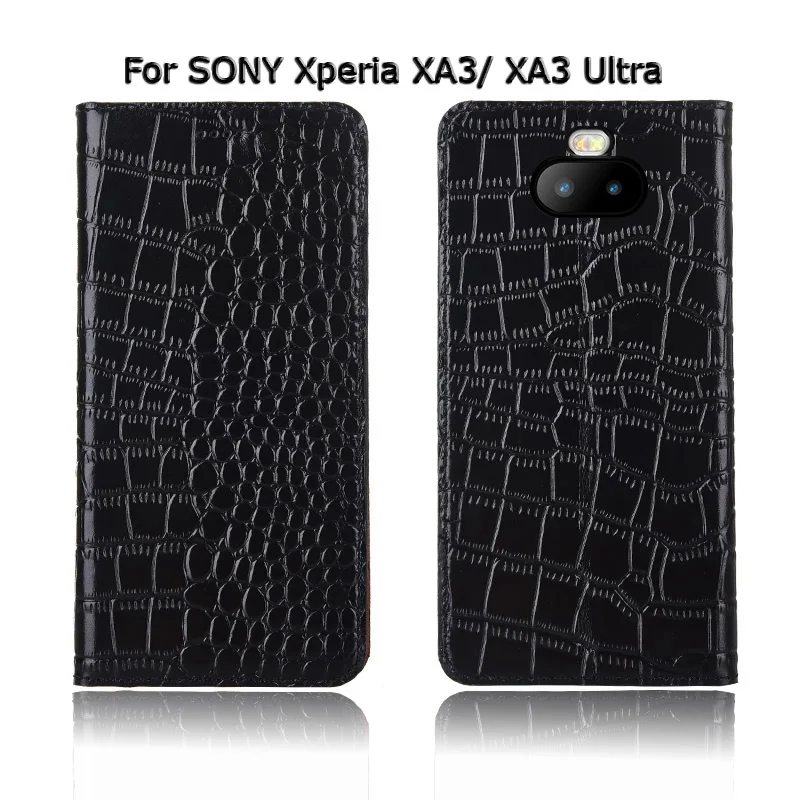 Крокодиловая текстура чехол для телефона чехол для SONY Xperia XA XA1 XA2 XA3 Plus ультра Натуральная Воловья кожа флип Стенд чехол для телефона сумка