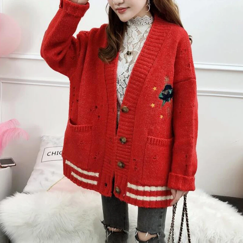 Shellsuning корейский свитер с дырками для женщин осень зима эластичные негабаритные