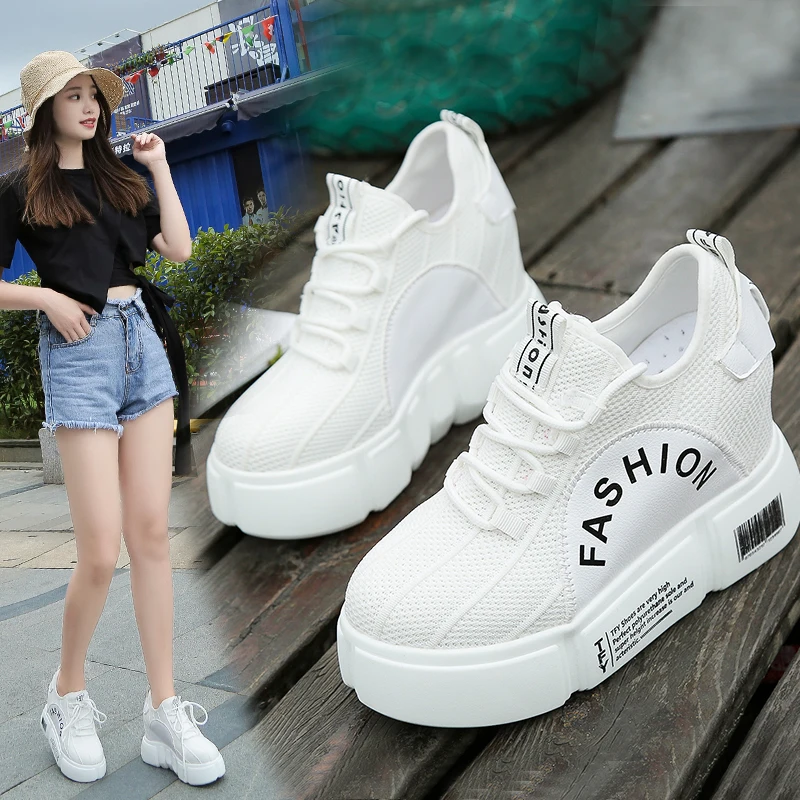 OLOMM 2019 autumn new sports Korean version of the wild 10cm increased casual shoes thick-soled wedge LL-50 | Обувь