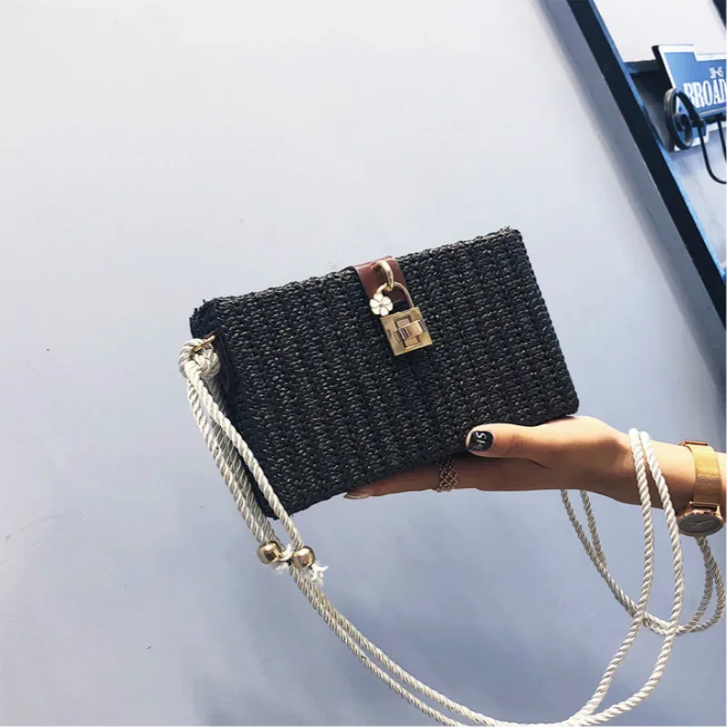 2019 Летняя Пляжная сумка женская сумка-мессенджер квадратная Соломенная через