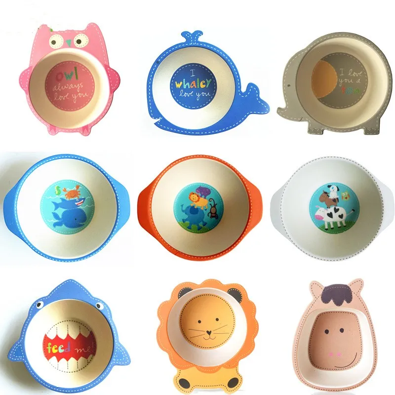 Доступная безопасная мультяшная тарелка посуда для детей из бамбукового волокна